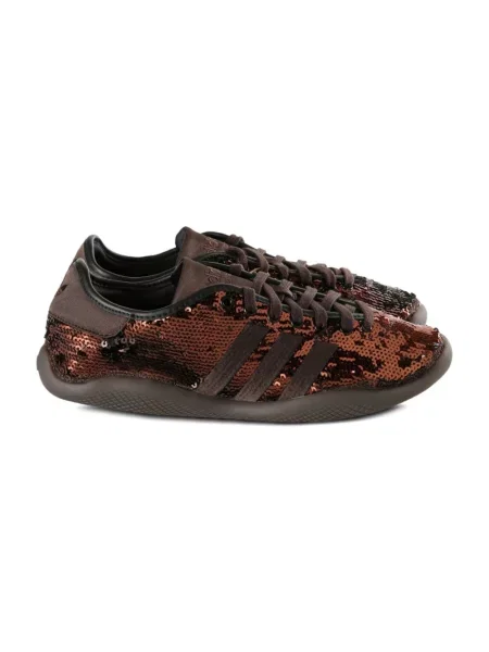 Satynowe sneakersy Adidas z cekinami brązowe