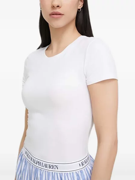 Pletene prugaste kratke hlače Polo Ralph Lauren veze bijela