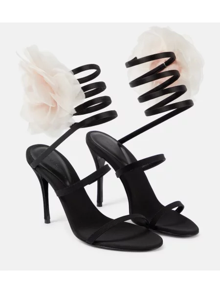 Sandale Magda Butrym din satin cu model floral negru