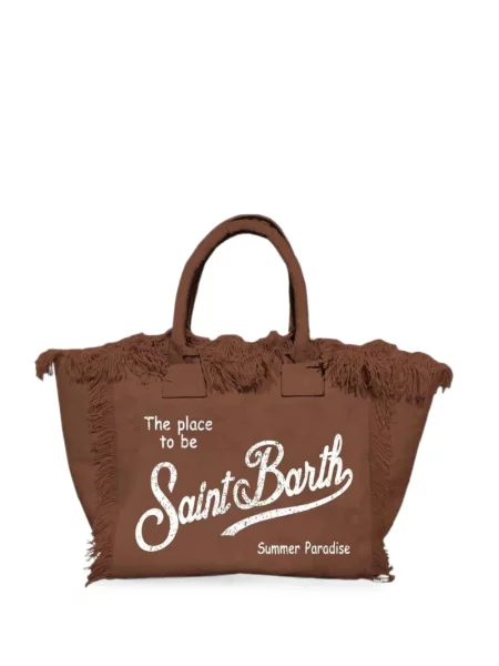 Geantă shopper Mc2 Saint Barth cu franjuri maro
