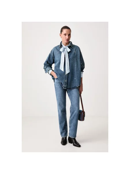 Levi's® Bluzka Jeansowa Jordan Z Nitami I Kamyczkami Ozdobnymi blau niebieska
