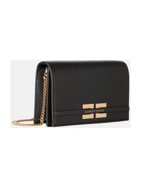 Torebka skórzana Elisabetta Franchi skórzana czarna