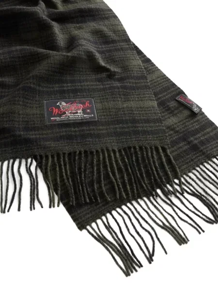 Fular Woolrich cu franjuri în carouri verde