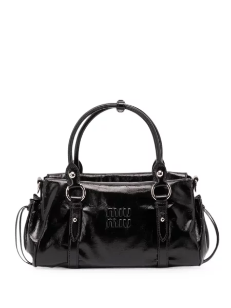 Geantă shopper Miu Miu cu autograf negru