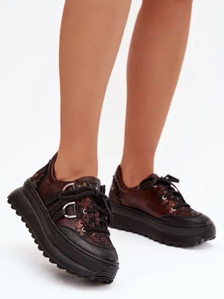 Teniși Maciejka din piele cu platformă negru