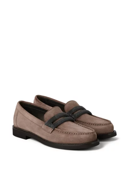 Pantofi loafer Brunello Cucinelli din piele de căprioară maro