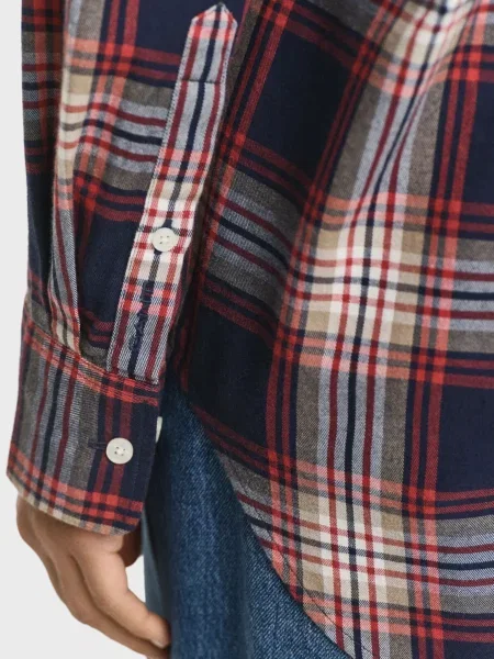 Картата фланелева сорочка Gant синя