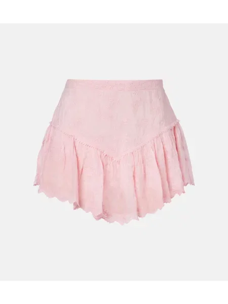 Pantaloni scurți Isabel Marant de mătase roz