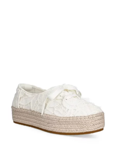 Espadrile Toms cu platformă din dantelă alb