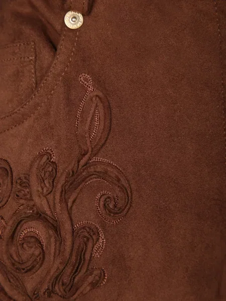 Pantaloni Ermanno Firenze cu broderie maro