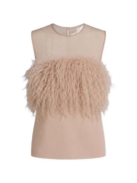 Top Alberta Ferretti cu pene roz