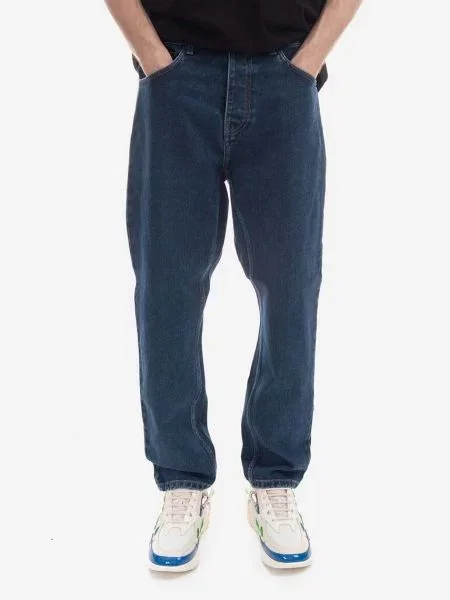 Jeansy Carhartt Wip z kamieniami zwężane niebieskie