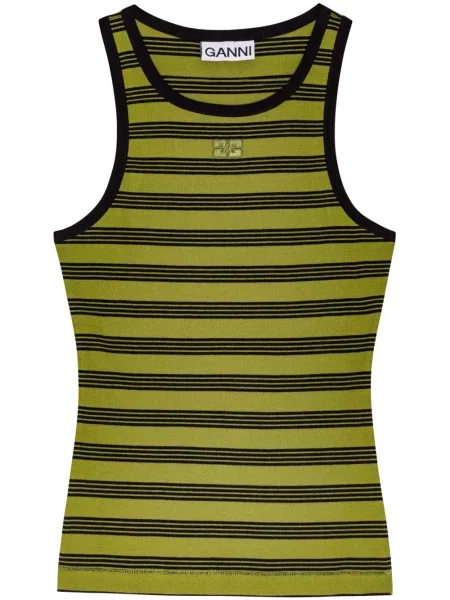 Top Ganni cu dungi verde