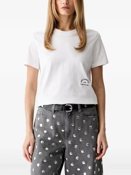 Tricou Karl Lagerfeld cu imagine cu decolteu rotund alb