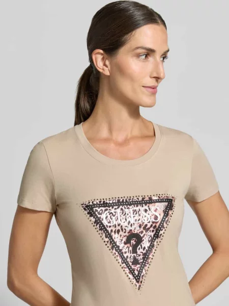Guess T-shirt z SAVANNA beżowa