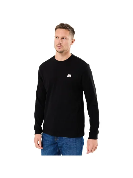 Tričko s dlhými rukávmi Calvin Klein Jeans s dlhými rukávmi čierna