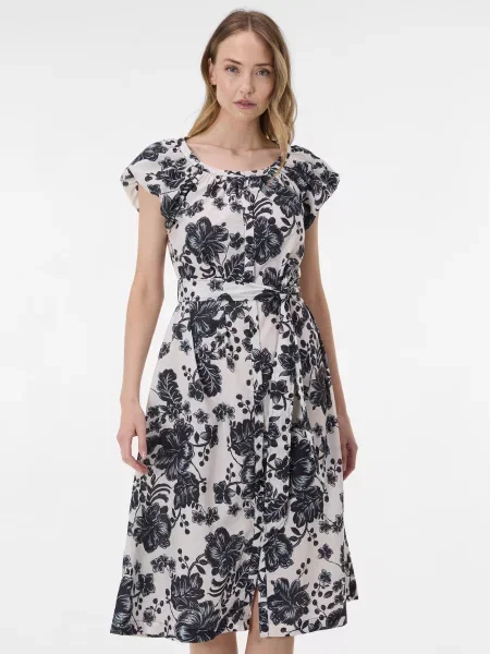 Rochie midi Orsay cu model floral negru