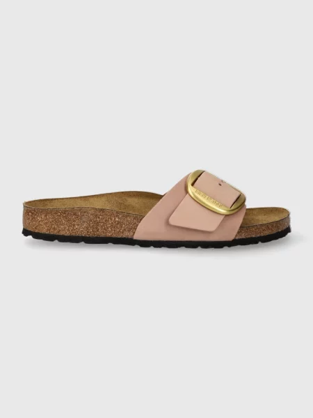 Birkenstock papuci din nubuc Madrid Big Buckle roz