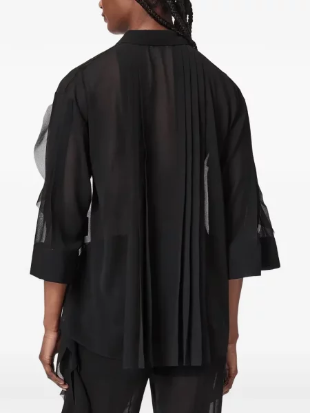 Bluză Allsaints cu volane negru