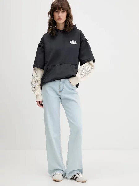 Кофта Barrow з капюшоном з принтом сірий