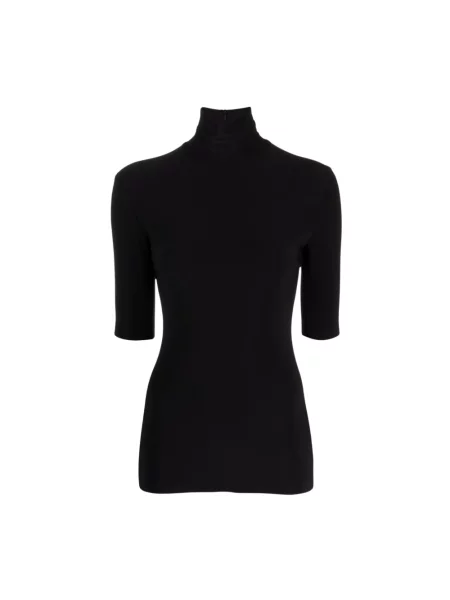 Sweter z golfem Norma Kamali z krótkim rękawem do golfa czarny