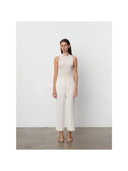 Day Birger et Mikkelsen spodnie beżowy proste high waist białe
