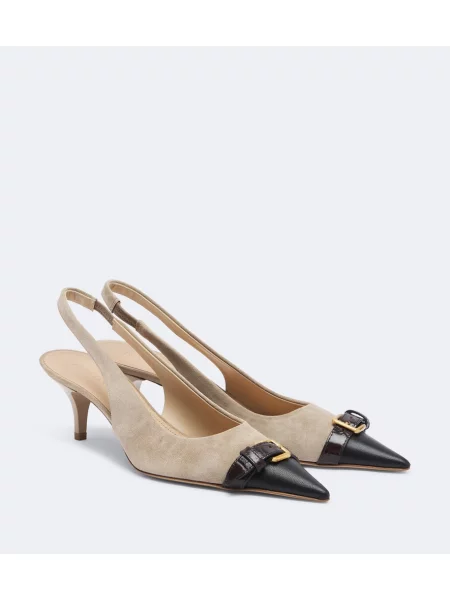 Pantofi cu toc Jw Anderson din piele de căprioară slingback bej
