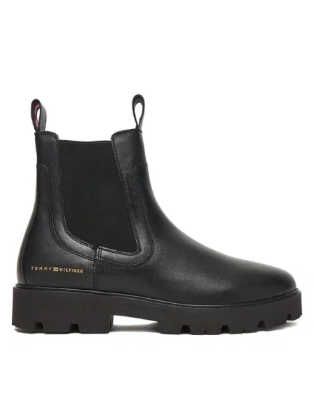 Tommy Hilfiger Μποτάκια με λάστιχο Lthr Low Chelsea μαύρο