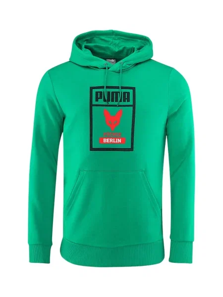 PUMA Hanorac sport verde / roșu negru
