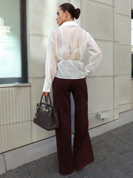 Брюки палаццо Jadone Fashion коричневые