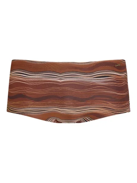 Slip de baie Amir Slama cu imagine cu imprimeu abstract maro