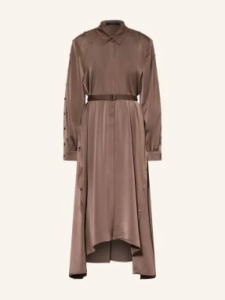 Allsaints Sukienka Koszulowa Lexi Z Satyny braun