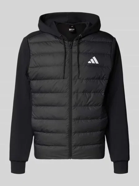 Kurtka pikowana o kroju regular fit z kołnierzem z kapturem Adidas czarna