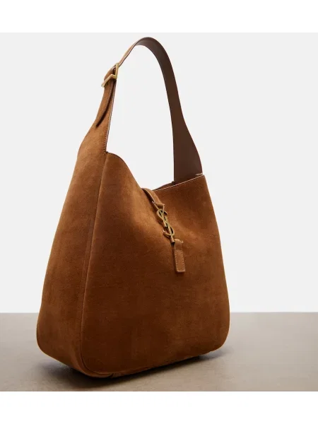 Geantă Saint Laurent din piele de căprioară mini bej
