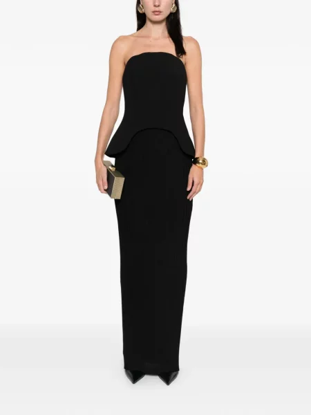Rochie maxi Solace London plisată de costum negru