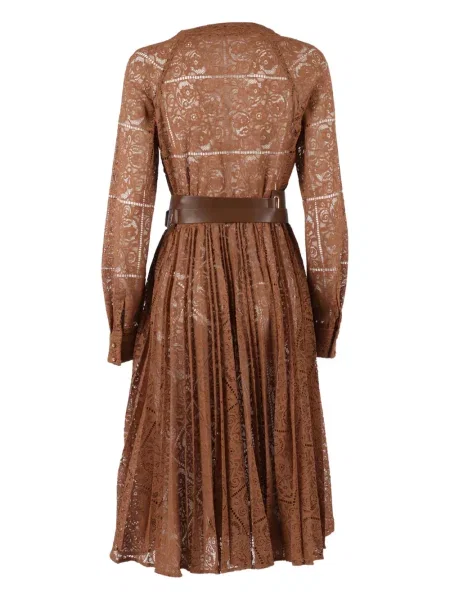 Rochie midi Max Mara din dantelă până la genunchi de costum maro