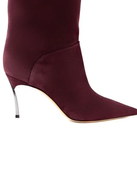 Botine Casadei din piele de căprioară roșu