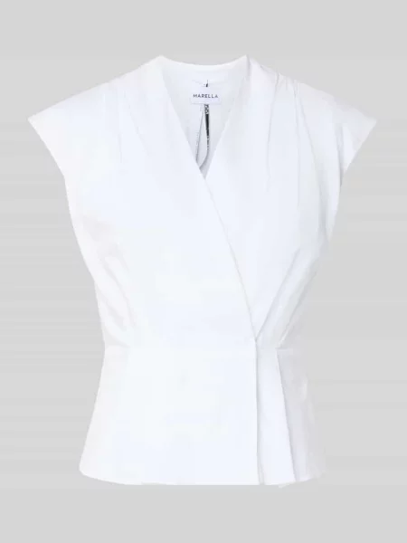 Bluzka o kroju regular fit z ułożonymi fałdami model Bazar' Marella biała