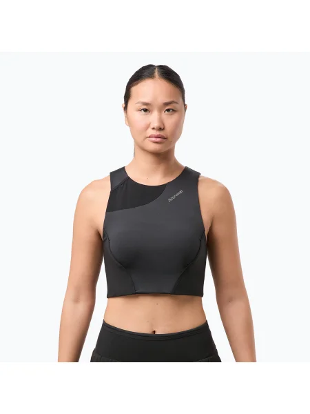 Дамски потник за бягане NNormal Trail Cropped Top black черно