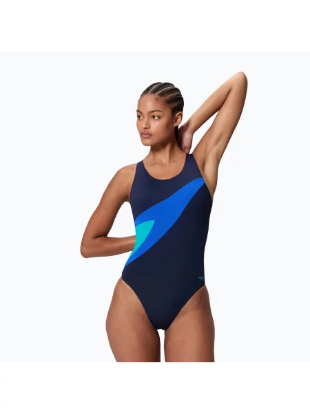 Дамски цял бански костюм Speedo Hyperboom Butterfly Back peacoat/deep sapphire синьо