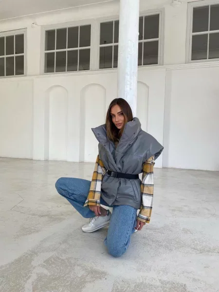 Жилет з утеплювачем Milirud штучна шкіра сірий