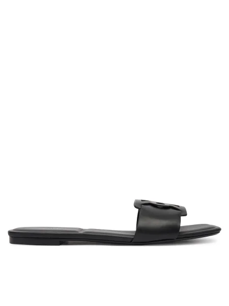 Papucs Calvin Klein Square Flat Sandal Emblem fekete