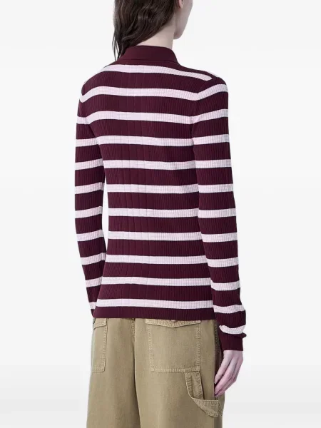 Cardigan Moncler cu dungi cu nervuri roșu
