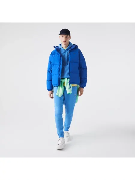Lacoste Pikowana Wodoodporna Krótka Kurtka niebieska