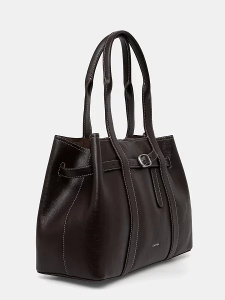 Calvin Klein Geantă Buckle Medium Work Tote maro
