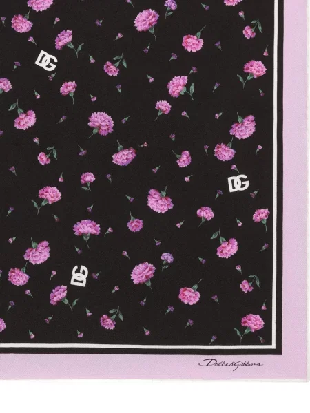 Fular Dolce & Gabbana cu model floral cu imagine negru