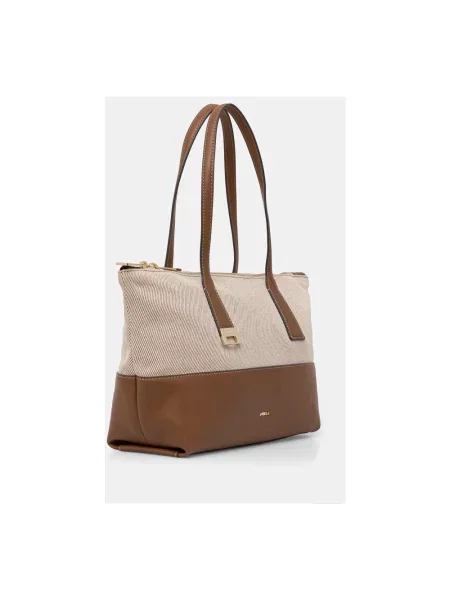 Furla torebka shopper Olivia M Tote beżowa