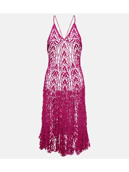 Rochie midi Anna Kosturova tricotate până la genunchi de costum roz