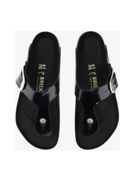 Klapki Birkenstock skórzane na sprzączkę czarne
