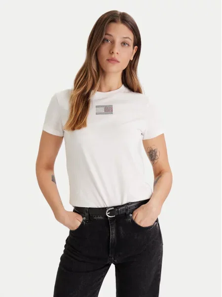 Tommy Jeans T-Shirt Party Flag Écru